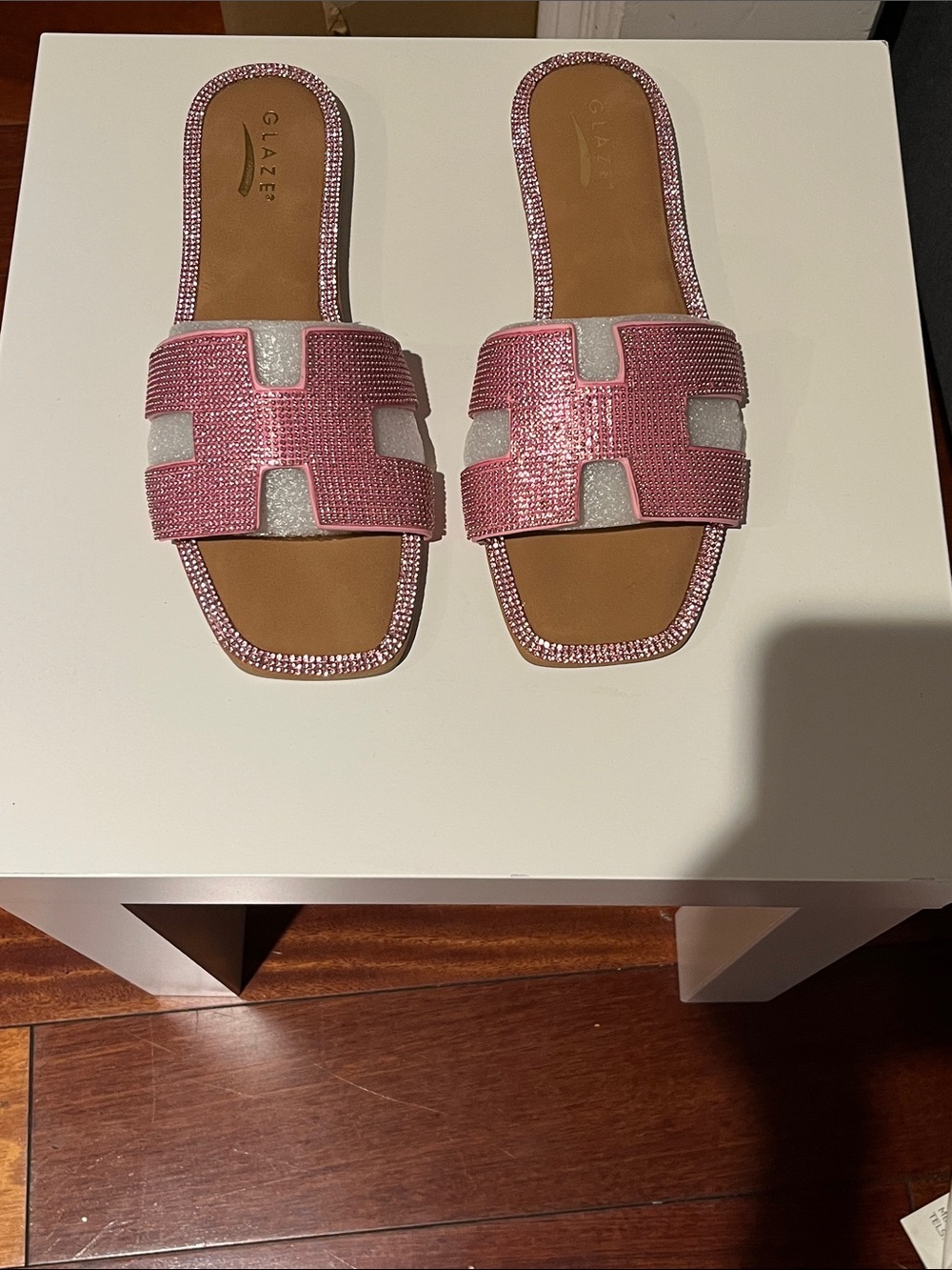 Glaze Pink Crystal-Embellished Slide Sandals